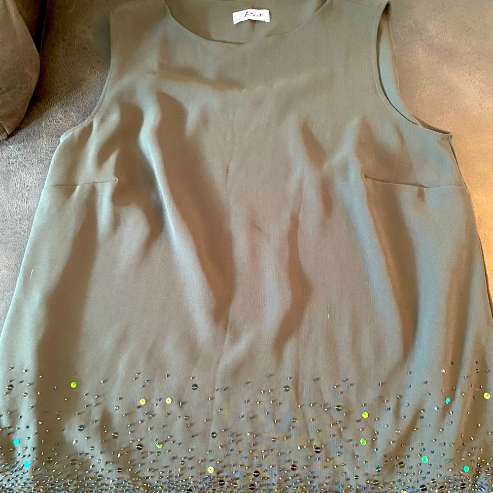 Rio green sheer size 18 women’s sleeveless embroidered